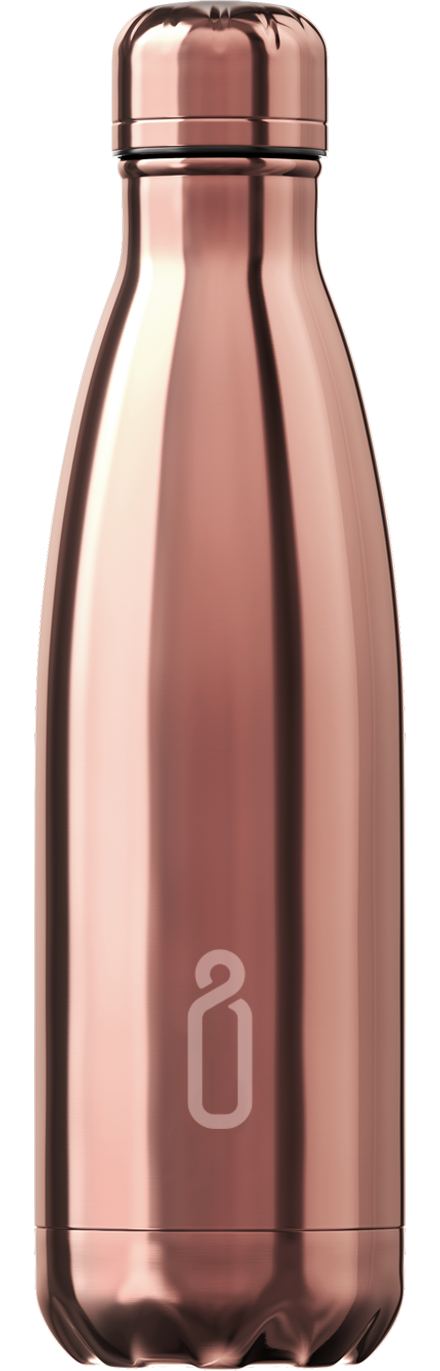 Chrome Rose Gold Reusable Water Bottle 500ml